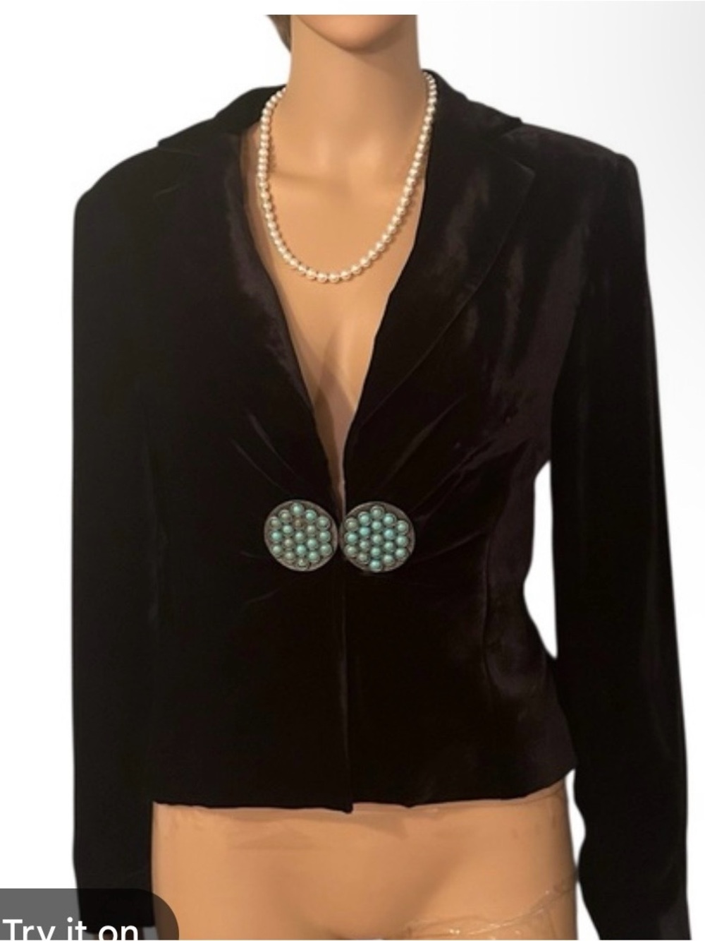 Double D Ranch Velvet Jacket, EUC, black with faux turquoise studs.